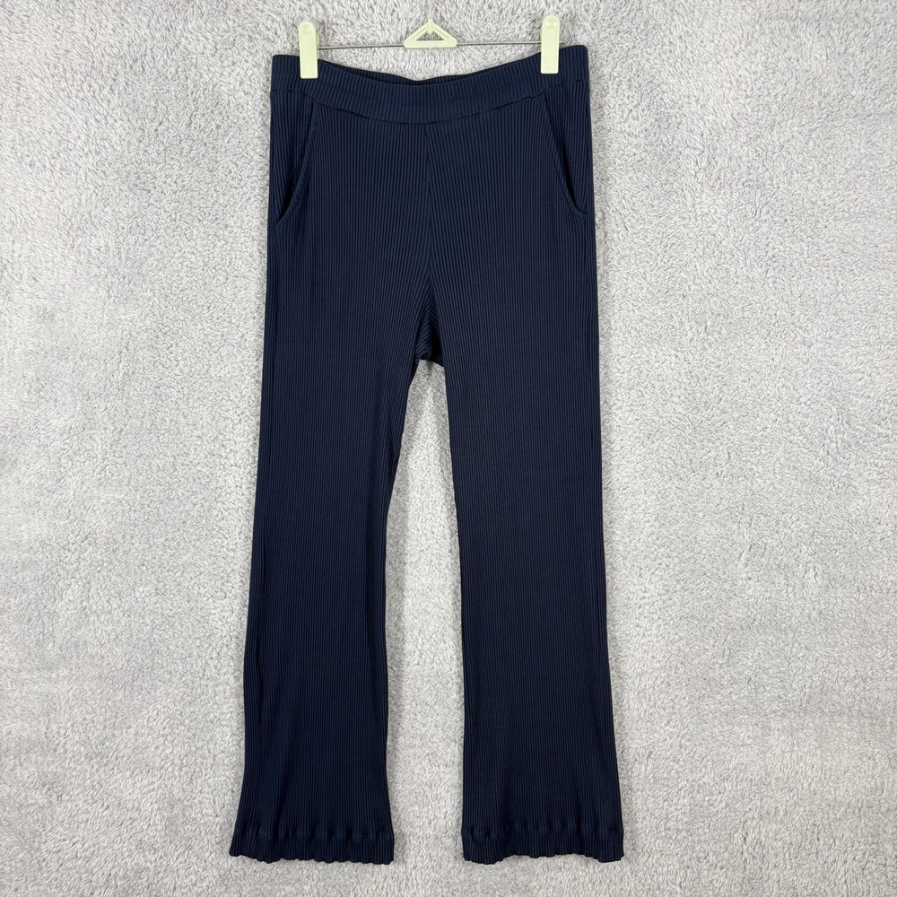 Amour Vert Paris Rib Pull On Straight Leg Crop Pant Size M Navy Blue Modal Blend
